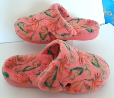 VIONIC Gemma Papaya Tropical Orthotic Comfort Plush Mule Slippers Womens Size 9 • $37