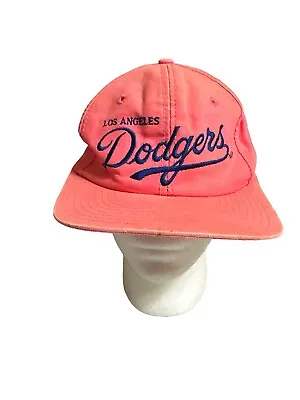 Vintage Pink Los Angeles Dodgers Script Snapback Hat • $45