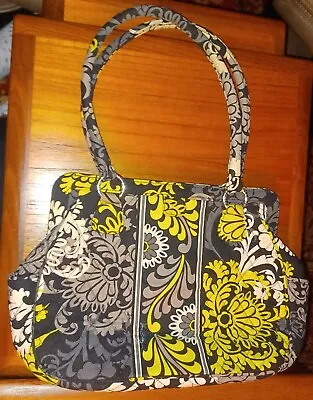 VERA BRADLEY Baroque Shoulder Bag Tote Lrg Black Yellow Floral Glenna Purse EUC • $21.12