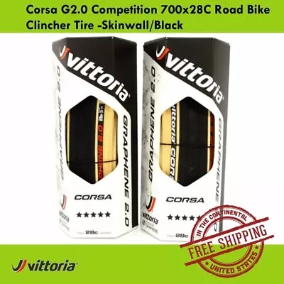 Vittoria Corsa G2.0 Competition 700x28C Road Bike Clincher Tire -Skinwall/Black • $96.90