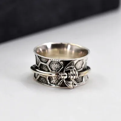 Honey Bee Solid 925 Sterling Silver Spinner Ring Mother's Day Jewelry All Size • $13.99