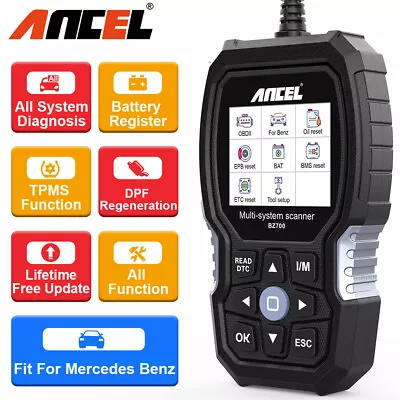 $89 • Buy ANCEL BZ700 For Mercedes Benz OBD2 Car Diagnostic Scanner Full SystemABS SRS