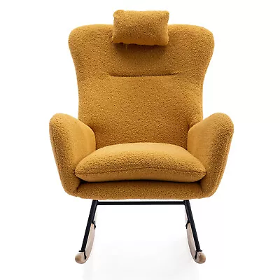 Modern Rocking Chair Teddy Fabric Sofa Accent Chair W/ Backrest For Living Room • $124.59