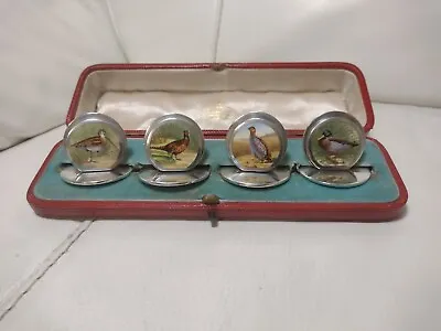 Sampson Mordan Novelty Cased Rare Antique Silver Enamel Menu Holders 1904. • £510