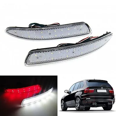 2x Clear Lens Rear LED Bumper Reflector Reverse Brake Light For 07-13 BMW E70 X5 • $24.99