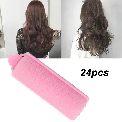 24x Sponge Hair Curlers Foam Soft Comfortable Sleep In Wave Styling Rollers NEW • $10.29