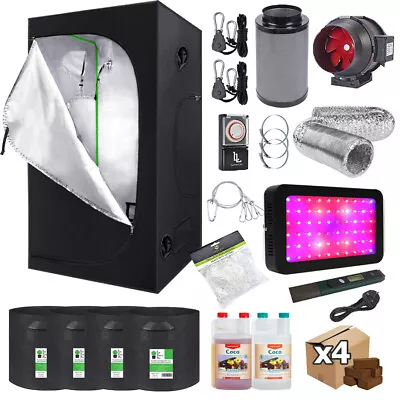 LED Grow Tent Kit Complete Light Set 1m X 1m X 2m Canna Coco Coir Hydroponics • £295