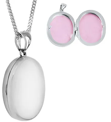 Plain Medium Oval Locket On Chain Sterling Silver Hallmarked From Ari D Norman  • £121.90