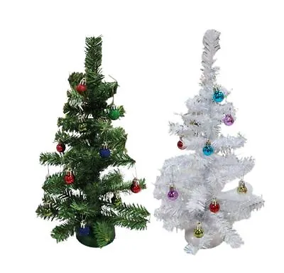 Mini Christmas Tree Decorated Ball Ornament Green Or Shimmer White 15.5  • $10.43