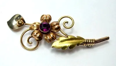 Van Dell Brooch Brooch Pin 1/20 12k G.F. Amethyst Rhinestone Flower Sagaofluck • $29.74