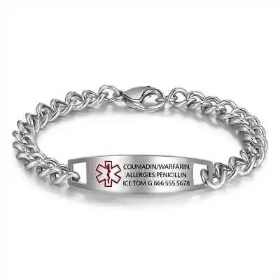 Stainless Steel Personalized Medical Alert Bracelet | Silver | Gold • $29.99