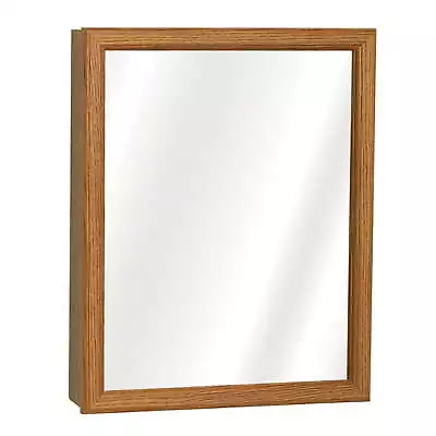 Rectangle Medicine Cabinet/Mirror Oak Framed Swing Door 19.25in X 15.5in X 4.5in • $88.50