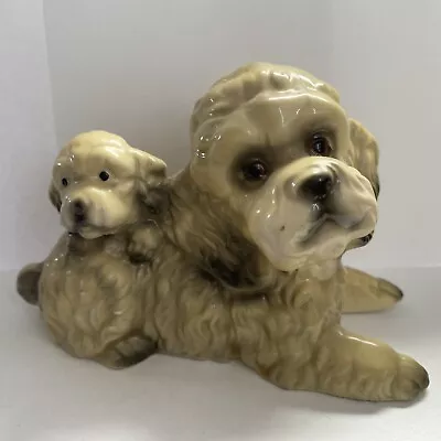 Vintage UOGC Dog Figurine Maltese Terrier Cocker Spaniel With Puppy Japan • $9.60