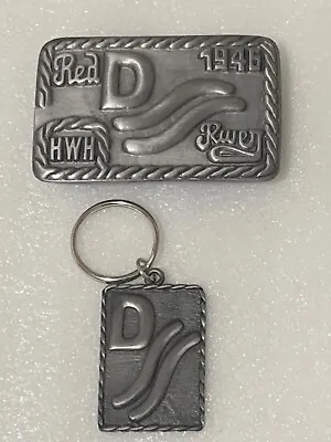 John Wayne Silver/Pewter Red River Key Chain Matching Belt Buckle 1946 HWH  • $70