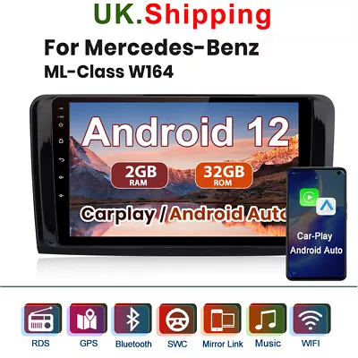 9 Android 12 Head Unit DAB Radio GPS SAT Nav For Mercedes ML/GL-Class W164 X164  • £139.49