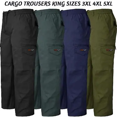 Big Size Mens Cargo Combat Trousers Plus Size Work Bottoms 4XL 5XL 6XL • £17.99