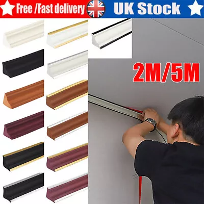 2M/5M Quadrant Trim Self Adhesive Skirting Floor Edging Strip Round Molding Trim • £7.46