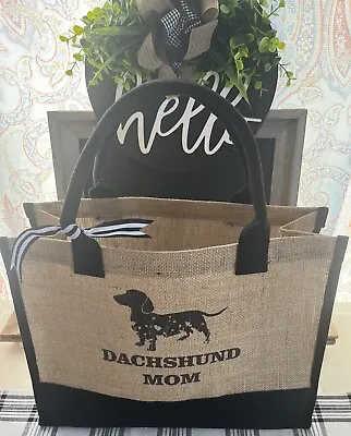 Dachshund Natural Jute Tote Bag Large Size. New! 16”w X 12”h X 7”d. • $20