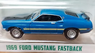 Greenlight 10th Anniversary 1969 Ford Mustang Fastback Blue 1:64 Die-Cast Metal • $18.62