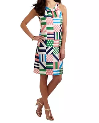 Vineyard Vines Kentucky Derby Women Sz 4 Patchwork Silk Sleeveless Dress Lined • $34.99