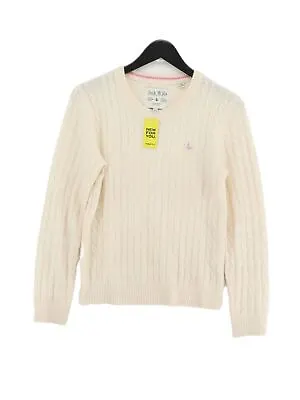 Jack Wills Women's Jumper UK 10 Cream Wool With Polyamide Crew Neck Pullover • £13.80