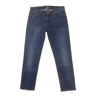 7 For All Mankind The Slim Cigarette Cut-Off Blue Jeans Womens 29 Denim • $19.99