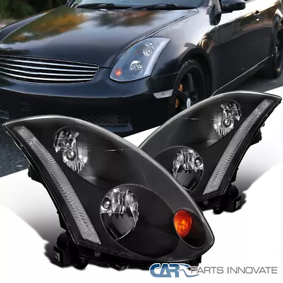 Black Fits 2003-2005 Infiniti G35 2Dr Coupe Factory HID Models Headlights Lamps • $228.95