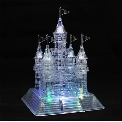 3D Crystal Castle Puzzle Music Flashing Light Jigsaw Model Blocks 105Pcs Gift • £19.29