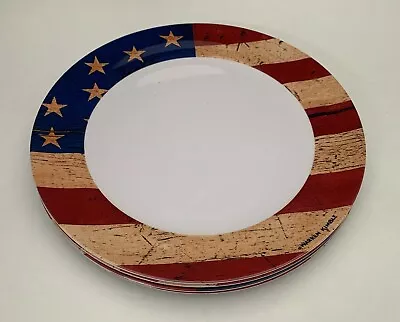 4 Sakura Warren Kimble Colonial Melamine Dinner Plates Americana Flag 11  • $29.99