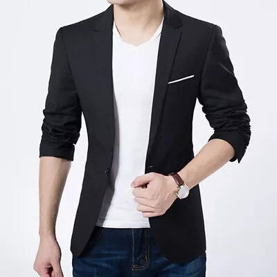 Men Formal Suit Blazer Coat Business Casual One Button Slim Fit Jacket Coat Tops • $17.09