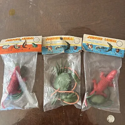 3 Vintage Jumping Animals Plastic Dime Store Toys. Hong Kong. Crab & 2 Gators • $18