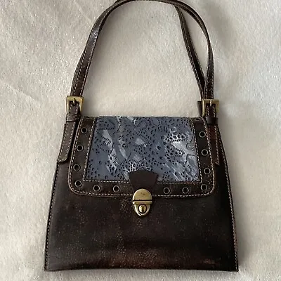 VERA PELLE Yurena Vintage Laser Cut Cutout Leather Handbag • $44