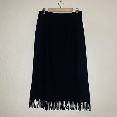 Vintage Pendleton Black 100% Virgin Wool Fringe Skirt Womens Size 14 NWTs (426) • $90