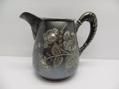 Vintage Wilcox Silver Plate Co. Floral Steel Creamer Pitcher Quadruple Plate#532 • $34.99