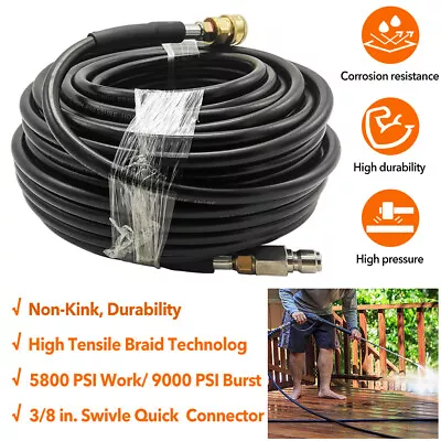 50/68FT 5800PSI Replacement High Pressure Power Washer Hose -3/8  Quick Connect • $27.99