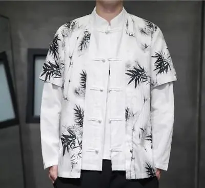 Men's Fashion Chinese Style Stand Collar Long Sleeve Hanfu Loose Printed Jackets • $53.16