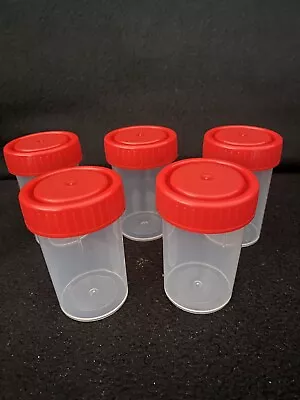 20 X 60ml  Plastic Sample Specimen Bottle Container With Red Screw Top. • £9.85