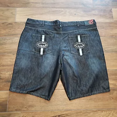 Ecko Unltd Jean Shorts Mens 48 Blue Denim Long Skater Baggy Streetwear Jorts Y2K • $24.95