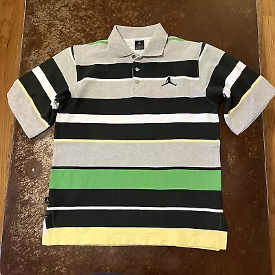 Air Jordan JumpMan Polo Shirt Men’s L Short Sleeve Rugby Stripe Midweight Fabric • $23