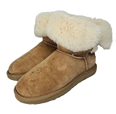 Size 6 Women's UGG Bailey Button II Brown Winter Boots Chestnut Shoes Sheepskin • $11.69
