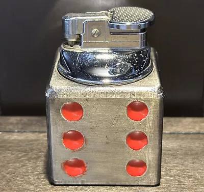 Vintage MCM Dice Shaped Metal Butane Table Lighter Made In Japan - Untested • $44.50