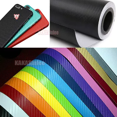 New PVC Decal Stretch 3D Texture Carbon Fiber Vehicle Vinyl Tape Wrap Sticker VL • £3.66