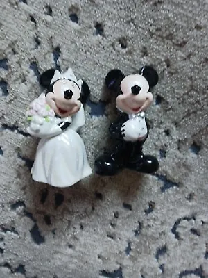 Mickey And Minnie Mouse Bride And Groom WEDDING Topper Salt Pepper  • $11.19