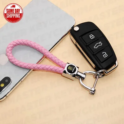 Pink Weave Calf Leather Monster Logo Car Home Key Chain Ring Gift Decoration • $12.99