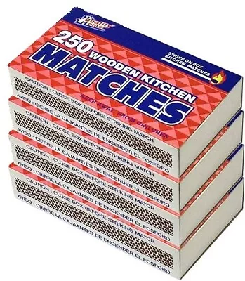 Quality Home 250 Wooden Matches 4 Box (1000 Matches) • $9.49