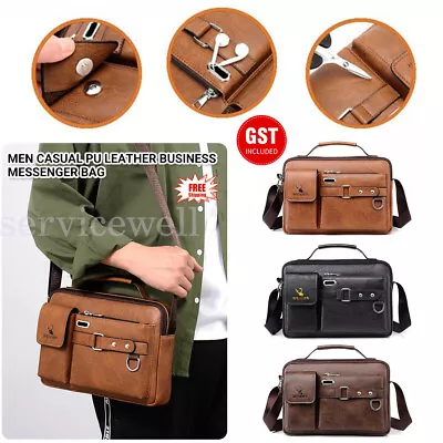 Men Leather Bag Briefcase Business Messenger Crossbody Shoulder Bags Brown • $25.41