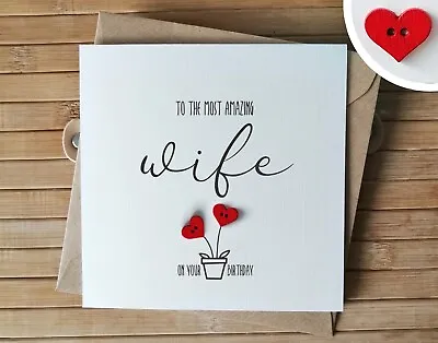 Wife Birthday Card Personalised Handmade Card For Wifey's Birthday Recyclable • £3.75