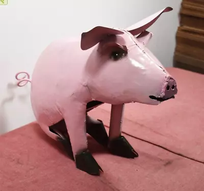 Farm Pig Handmade Metal Art Figure Sculpture 14  • $99.99