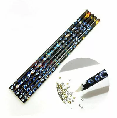 10Pcs Rhinestones Bead Picker Wax Resin Pencil Nail Art Dotting Tool Point Pen • $10.20