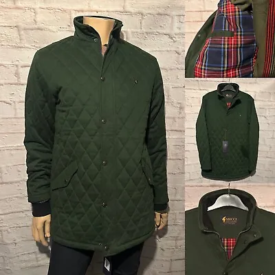 Gabicci Quilted Jacket Green Medium Cotton Twill BNWT • £49.99